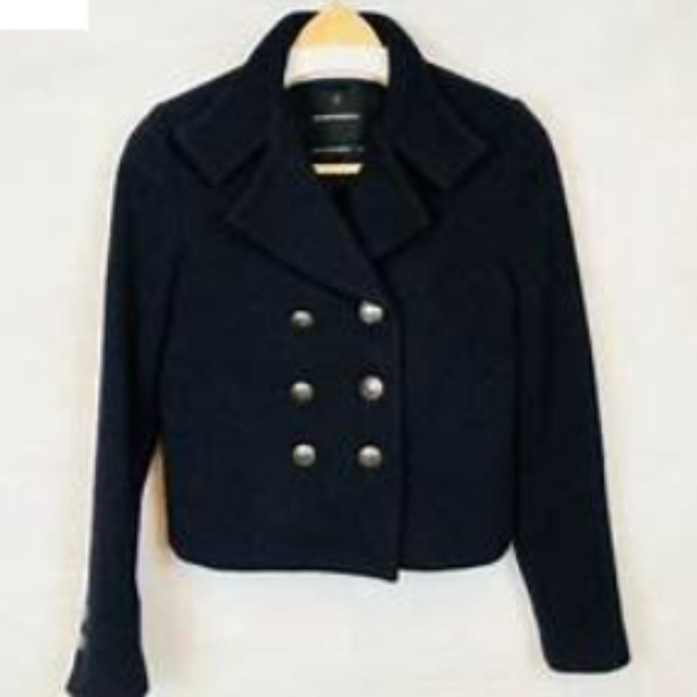 NWOT Club Monaco Cropped Heavy Wool Peacoat Navy XS Quiet Luxury - Picture 13 of 13